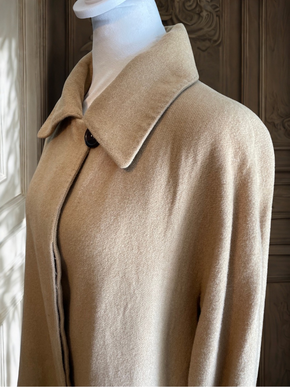 FLEURETTE Vintage 90s 100% Camel Hair Coat Jacket USA Union Tan Sz 12 Mid Length - Picture 3 of 16